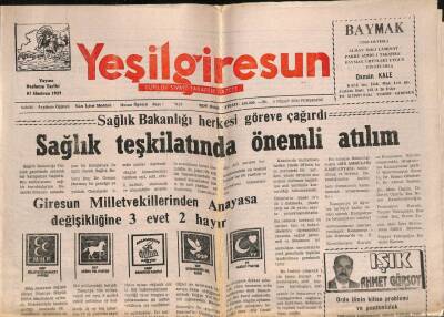 Yeşil Giresun Gazetesi 6 Nisan 2000 - Yağlıdere Jandarmasına Teşekkür GZ77940 - 1