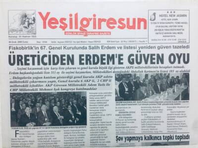 Yeşil Giresun Gazetesi 6 Ocak 2006 - Üreticiden Erdeme Güven Oyu GZ41129 - 1