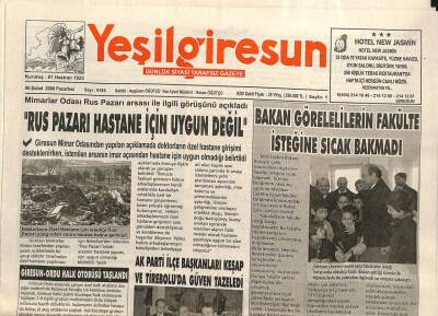Yeşil Giresun Gazetesi 6 Şubat 2006 - Rus Pazarı Hastane İçin Uygun Değil GZ101606 - 1