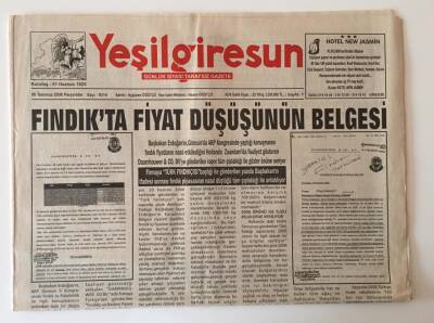 Yeşil Giresun Gazetesi 6 Temmuz 2006 - Fındıkta Fiyat Düşüşünün Belgesi GZ10988 - 1