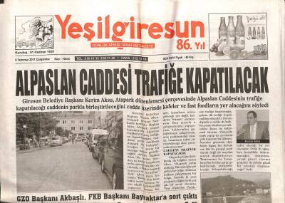 Yeşil Giresun Gazetesi 6 Temmuz 2011 - Or-Gide Temel Atama Günü Yaklaşıyor GZ108056 - 1