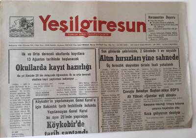 Yeşil Giresun Gazetesi - 7 Ağustos 1991 - Köykobirde Tarih Saptandı - GZ43652 - 1