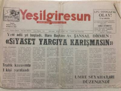 Yeşil Giresun Gazetesi 7 Eylül 2000 - Siyaset Yargıya Karışmasın GZ38248 - 1
