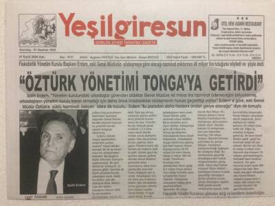 Yeşil Giresun Gazetesi 7 Eylül 2004 - Öztürk Yönetimi Tongaya Getirdi GZ34696 - 1