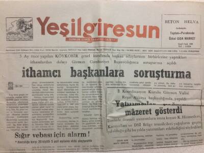Yeşil Giresun Gazetesi 7 Kasım 1991 - İthamcı Başkanlara Soruşturma GZ34271 - 1