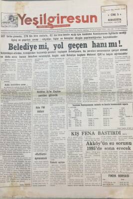 Yeşil Giresun Gazetesi 7 Kasım 1994 Belediye mi Yol Geçen Hanı mı? GZ26095 - 1