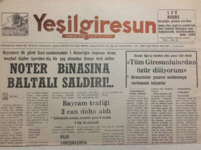 Yeşil Giresun Gazetesi 7 Nisan 1992 - Noter Binasına Baltalı Saldırı GZ34470 - 1