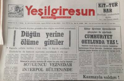 Yeşil Giresun Gazetesi 8 Aralık 1992 Soyguncu Veznedar İnterpol Bülteninde GZ30963 - 1