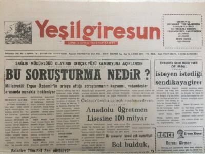 Yeşil Giresun Gazetesi 8 Aralık 1993 - Bu Soruşturma Nedir? GZ35246 - 1