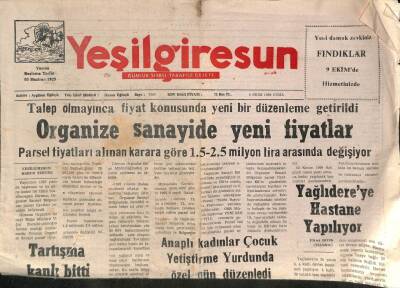 Yeşil Gİresun Gazetesi 8 Ekim 1999 - Kulüp Yönetime Değil, Komiteye Kaldı,Posta İşletmeleri Başmüdürlüğü Yemek Düzenledi GZ95030 - 1