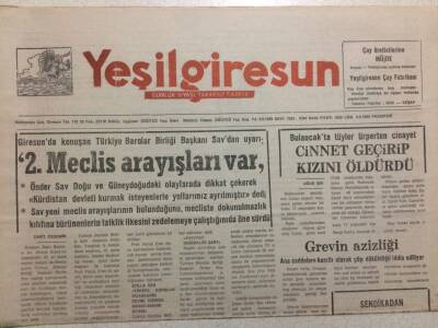 Yeşil Giresun Gazetesi 8 Haziran 1992 - 2. Meclis Arayışları Var GZ34486 - 1