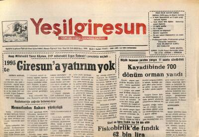 Yeşil Giresun Gazetesi 8 Mart 1995 - Kayadibinde 700 Dönüm Orman Yandı GZ77812 - 1
