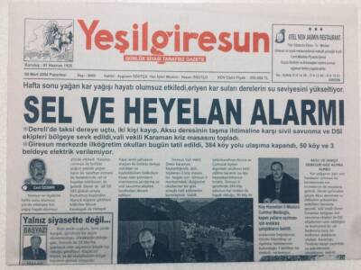 Yeşil Giresun Gazetesi - 8 Mart 2004 - Sel Ve Heyelan Alarmı GZ46541 - 2