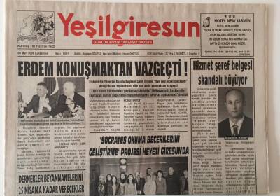 Yeşil Giresun Gazetesi 8 Mart 2006 - Erdem Konuşmaktan Vazgeçti ! GZ31001 - 1