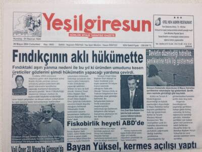 Yeşil Giresun Gazetesi - 8 Mayıs 2004 - Fındıkçının Aklı Hükümette GZ46536 - 2
