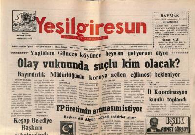 Yeşil Giresun Gazetesi 8 Şubat 2000 - Yağlıderede Vatandaşlara 60 Milyar Yardım Yapıldı GZ77839 - 1