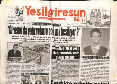 Yeşil Giresun Gazetesi 8 Temmuz 2011 - Fındıkta Rekolte Şoku GZ108054 - 1