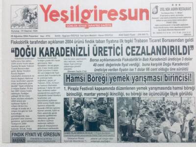 Yeşil Giresun Gazetesi 9 Ağustos 2004 - Karadenizli Üretici Cezalandırıldı GZ41682 - 1