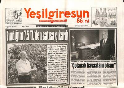Yeşil Giresun Gazetesi 9 Ağustos 2011 - Çotanaklar Merak İçinde GZ108047 - 1