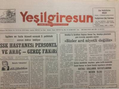 Yeşil Giresun Gazetesi 9 Haziran 1992 - SSK Hastanesi Personel Ve Araç-Gereç Fakiri GZ34485 - 1
