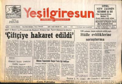 Yeşil Giresun Gazetesi 9 Haziran 2003 - Hülle Evliliklere Soruşturma GZ101614 - 2