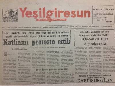 Yeşil Giresun Gazetesi 9 Mart 1992 - Katliamı Protesto Ettik GZ34476 - 1