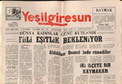 Yeşil Giresun Gazetesi 9 Mart 2000 - Tirebolu Hastanesine 75 Milyar GZ77878 - 1