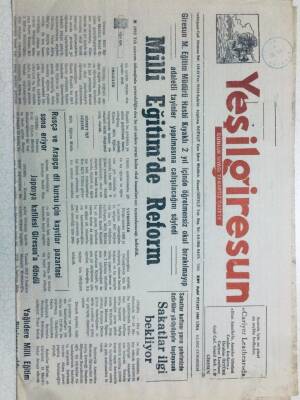Yeşil Giresun Gazetesi 9 Mayıs 1992 - Milli Eğitimde Reform GZ41078 - 1