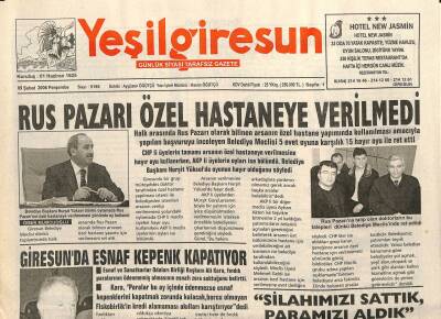 Yeşil Giresun Gazetesi 9 Şubat 2006 - Giresunda Esnaf Kepenk Kapatıyor GZ101588 - 1