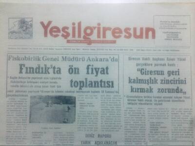 Yeşil Giresun Gazetesi 9 Temmuz 1992 - Fındıkta Ön Fiyat Toplantısı GZ42158 - 1