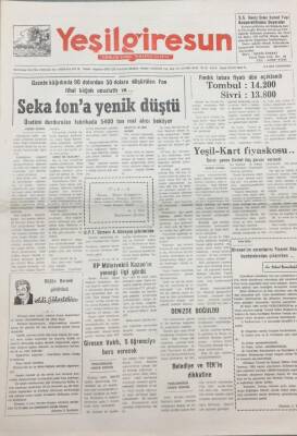 Yeşilgiresun Gazetesi 11 Ağustos 1993 Fındık Taban Fiyatı Tombul14.200, Sivri13.800 GZ14211 - 1