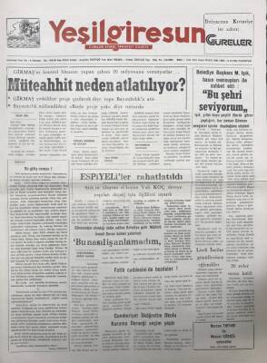 Yeşilgiresun Gazetesi 14 Aralık 1992 Belediye Başkanı M.Işık Bu Şehri Seviyorum GZ14224 - 1