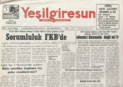 Yeşilgiresun Gazetesi 15 Ağustos 2003 -İbrahim Ekiz Sendika Başkanı Mı,Şube Müdürü Mü? GZ30663 - 1