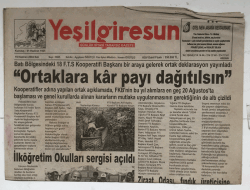 Yeşilgiresun Gazetesi 15 Haziran 2004 - Ziraat Odası , Fındık Üreticisine Dekar Başına 100 Milyon Lira İstedi GZ5235 - 1