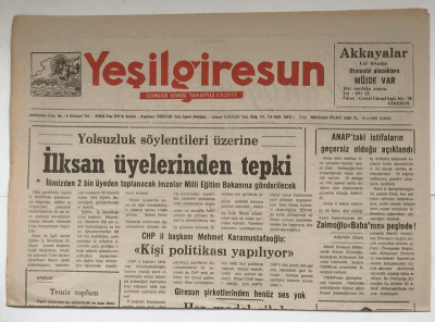 Yeşilgiresun Gazetesi 16 Nisan 1993 - Emniyet Müdürü Hüseyin Bilgütay Göreve Başladı GZ5580 - 2