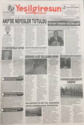 Yeşilgiresun Gazetesi 17 Şubat 2004 Giresunda 314 Köy Yolu Ulaşıma Kapandı GZ14216 - 1