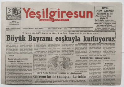 Yeşilgiresun Gazetesi 19 Mayıs 2003 - Büyük Bayramı Coşkuyla Kutluyoruz GZ3891 - 1