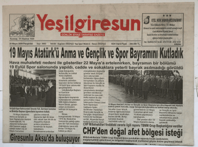 Yeşilgiresun Gazetesi 20 Mayıs 2004 - CHPden Doğal Afet Bölgesi İsteği GZ5334 - 2