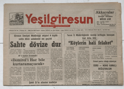 Yeşilgiresun Gazetesi 20 Nisan 1993 - Demirel i Hac Bile Kurtaramayacak GZ7433 - 1