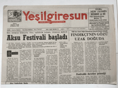 Yeşilgiresun Gazetesi 21 Mayıs 2003 - Aksu Festivali Başladı GZ5727 - 1
