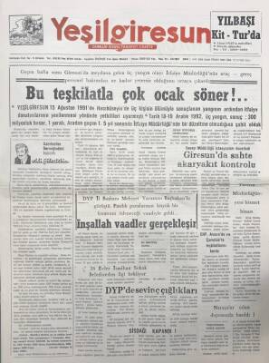 Yeşilgiresun Gazetesi 22 Aralık 1992 DYPde Sevinç Çığlıkları GZ14219 - 1