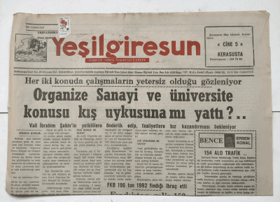 Yeşilgiresun Gazetesi 22 Ekim 1994 - Organize Sanayi ve Üniversite Konusu Kış Uykusuna Mı Yattı ? GZ7521 - 1