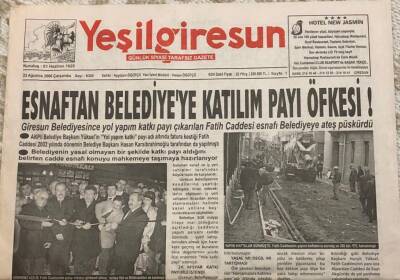 Yeşilgiresun Gazetesi 23 Ağustos 2006 Esnafın Belediyeye Katılım Payı Öfkesi GZ1676 - 1