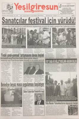 Yeşilgiresun Gazetesi 24 Haziran 2004 Sanatçılar Festival İçin Yürüdü GZ14206 - 1
