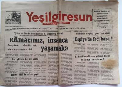 Yeşilgiresun Gazetesi 24 Ocak 1996 - Eğitim- Senin Kuruluşunun 1. Yıldönümü Kutlandı Amacımız İnsanca Yaşamak GZ39111 - 1