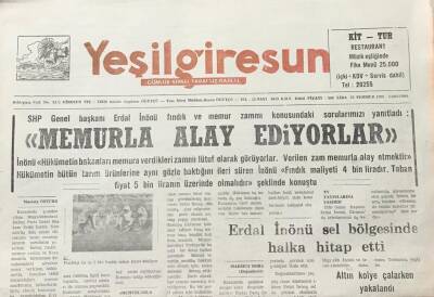 Yeşilgiresun Gazetesi 25 Temmuz 1990 -Erdal İnönü Sel Bölgesinde Halka Hitap Etti GZ30662 - 1