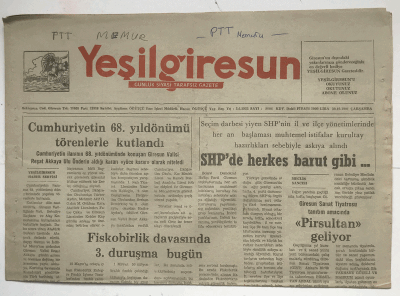 Yeşilgiresun Gazetesi 30 Ekim 1991 - Fiskobirlik Davasında 3. Duruşma GZ3737 - 1