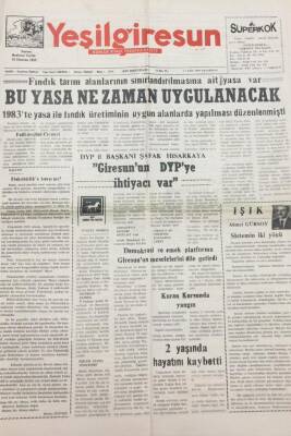 Yeşilgiresun Gazetesi 4 Ekim 1999 1983teki Fındık Üretimi İle İlgili Yasa Ne Zaman Uygulanacak GZ14197 - 1