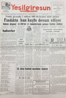 Yeşilgiresun Gazetesi 5 Şubat 2002 25.Aksu Festivali Hazırlıkları Başlıyor GZ14194 - 1