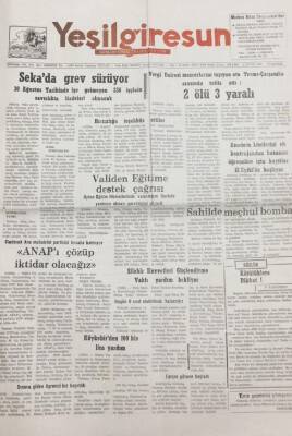Yeşilgiresun Gazetesi 8 Eylül 1988 ANAPı Çözüp İktidar Olacağız GZ14195 - 1
